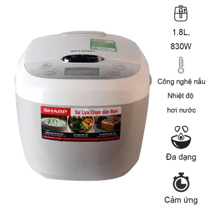 Nồi Cơm Điện Sharp KS-COM180EV-GY 1.8 lít