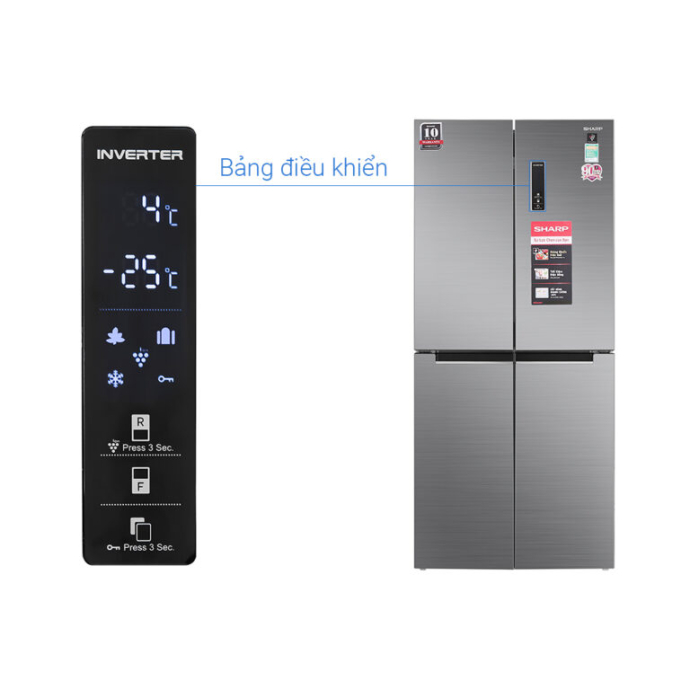 Tủ lạnh Sharp Inverter 401 lít Multi Door SJ-FXP480V-SL